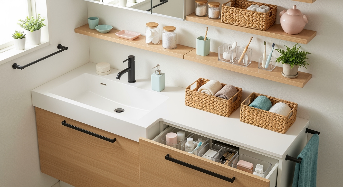 洗面所がスッキリ片づく「寸法×動線」収納術！3ステップで狭い空間を最大活用するコツ