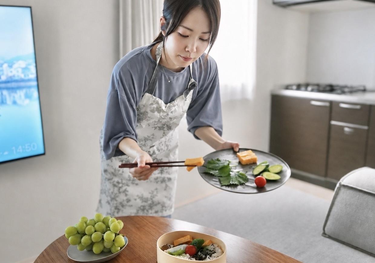 朝のお弁当作りと朝食準備