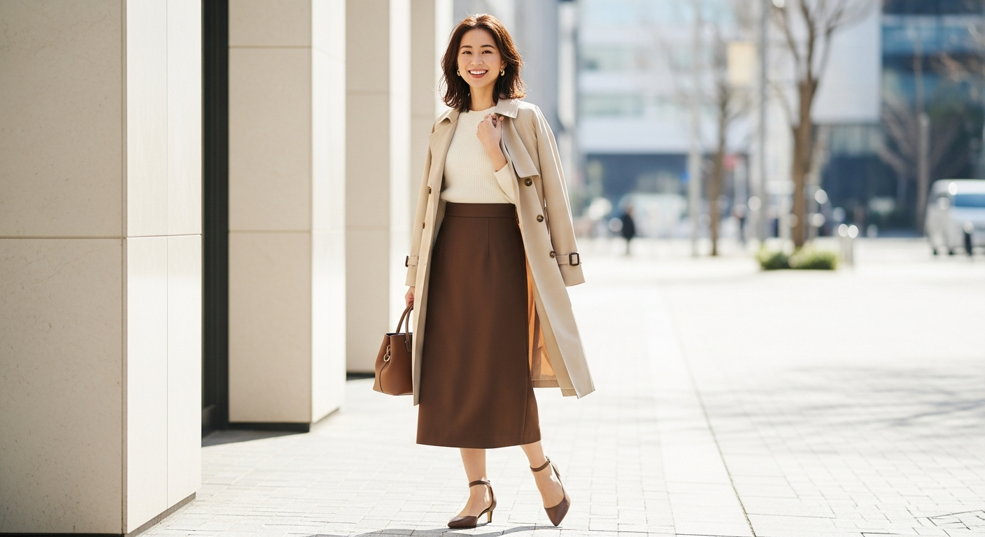 「地味」なブラウンスカートが一瞬で「洗練見え」！30代・40代が覚えるべき配色の公式
