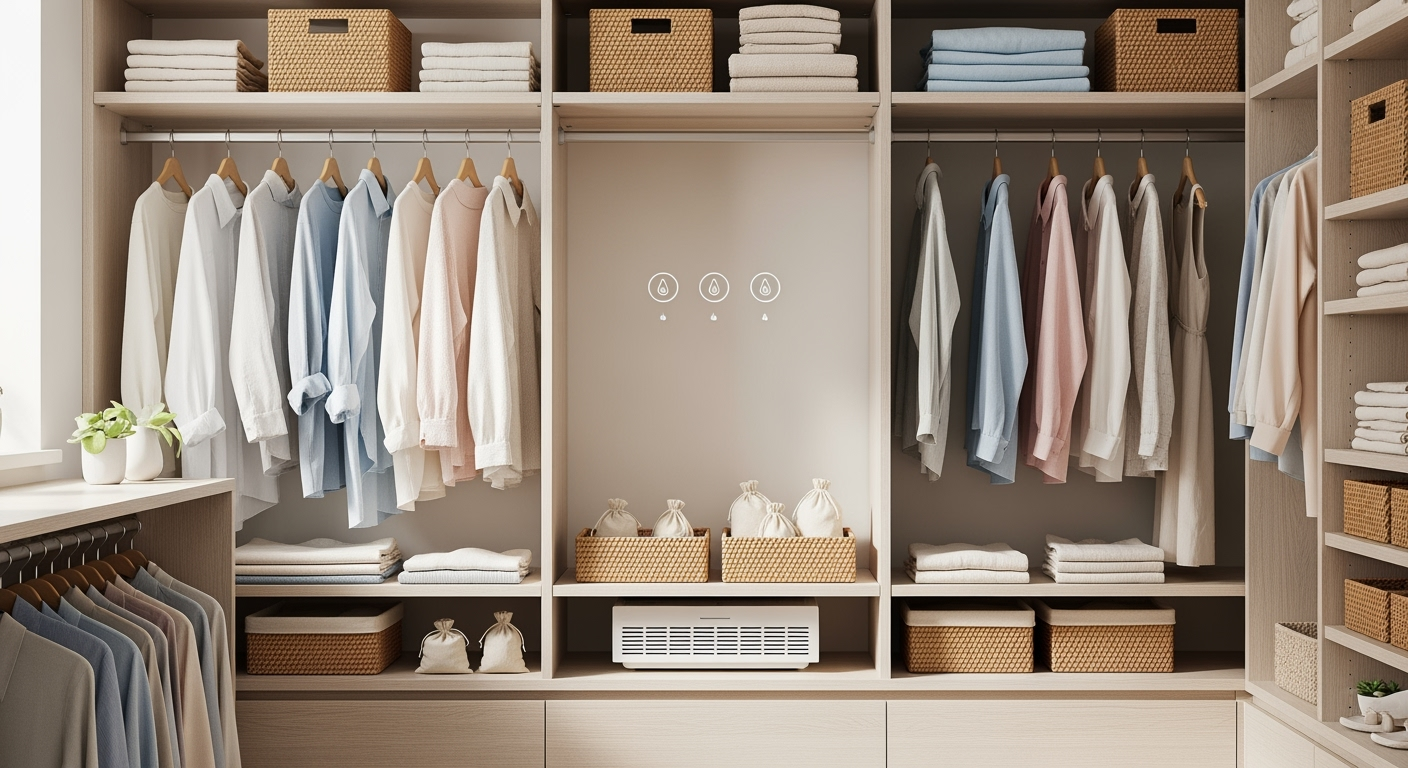 クローゼットのカビを防ぐ5つの湿気対策：湿度45〜55%をキープする方法