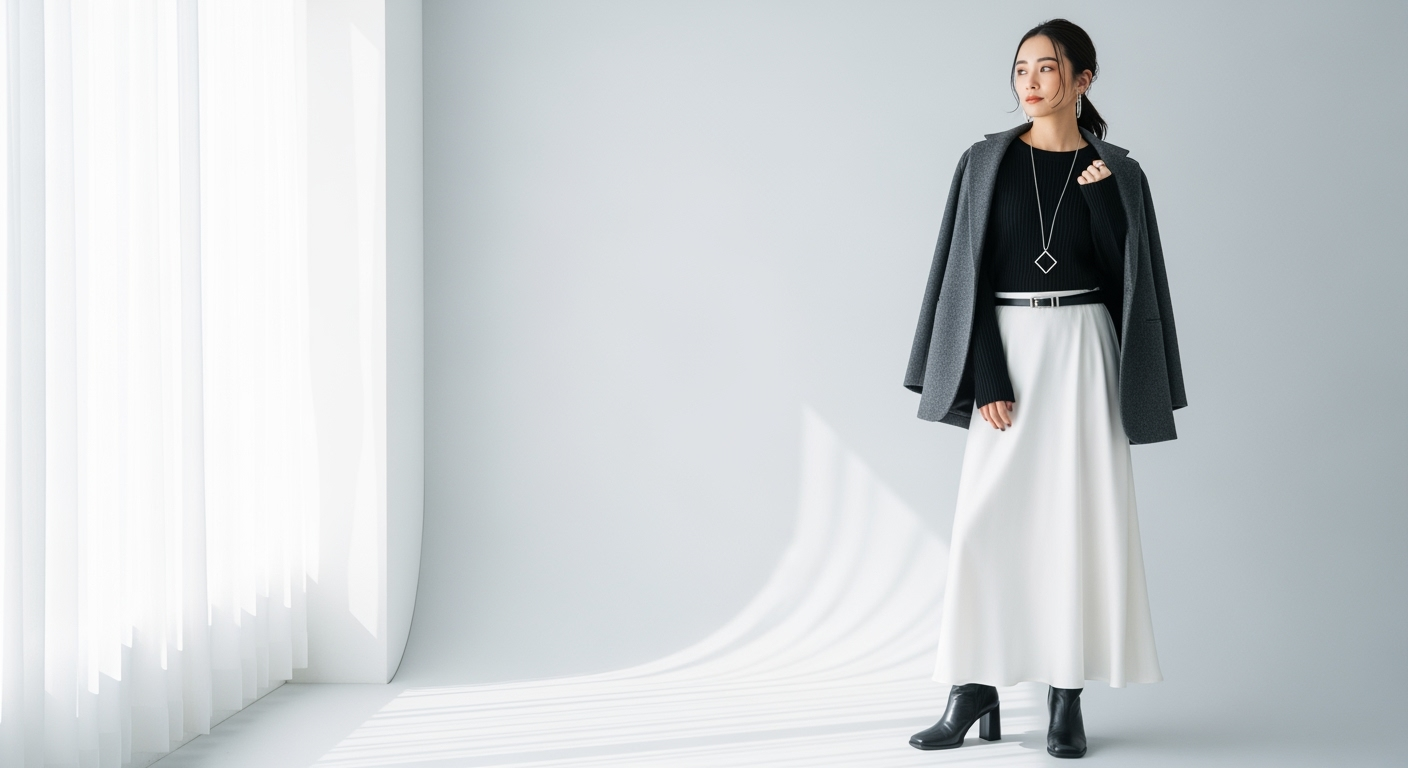 30代40代が「おしゃれ見え」するモノトーンコーデの黄金比率