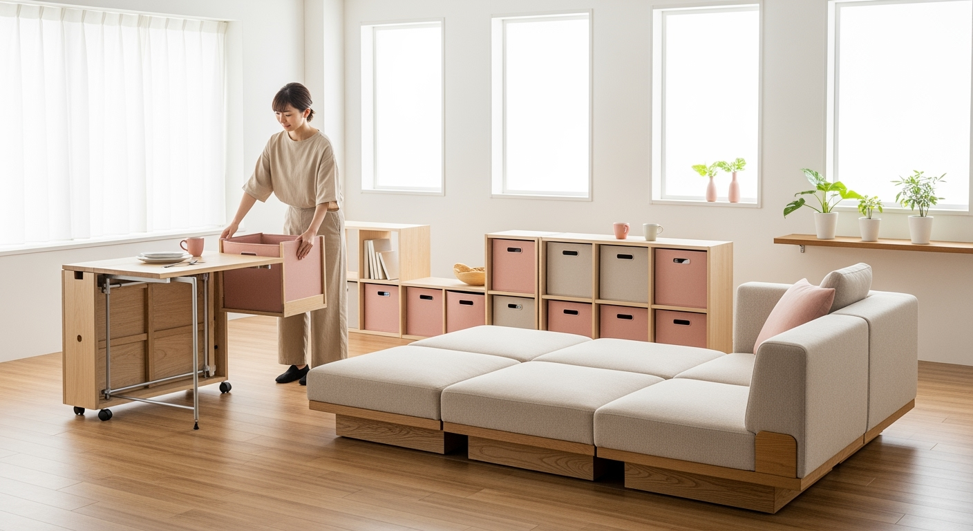 【時短家事】可動式家具で「30秒で部屋リセット」！在宅ワーママが実践する3つの配置術