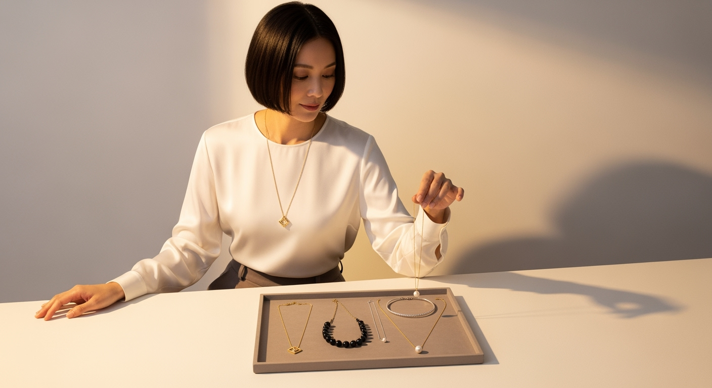 鎖骨位置で決まる！40代が美しく見えるネックレス長さの法則