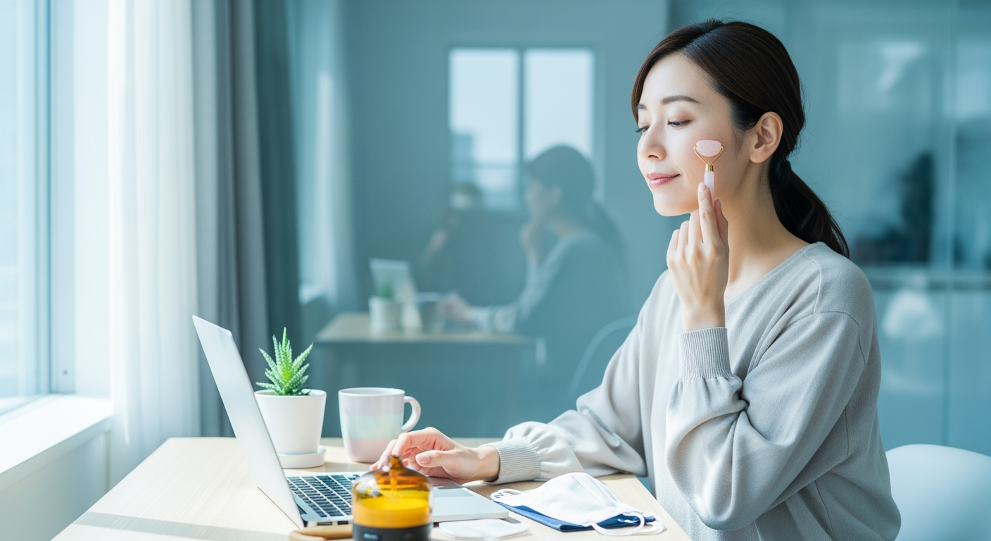 在宅勤務で肌が疲れる30代・40代へ「朝3分・昼1分・夜10分」で解決する簡単ケア習慣